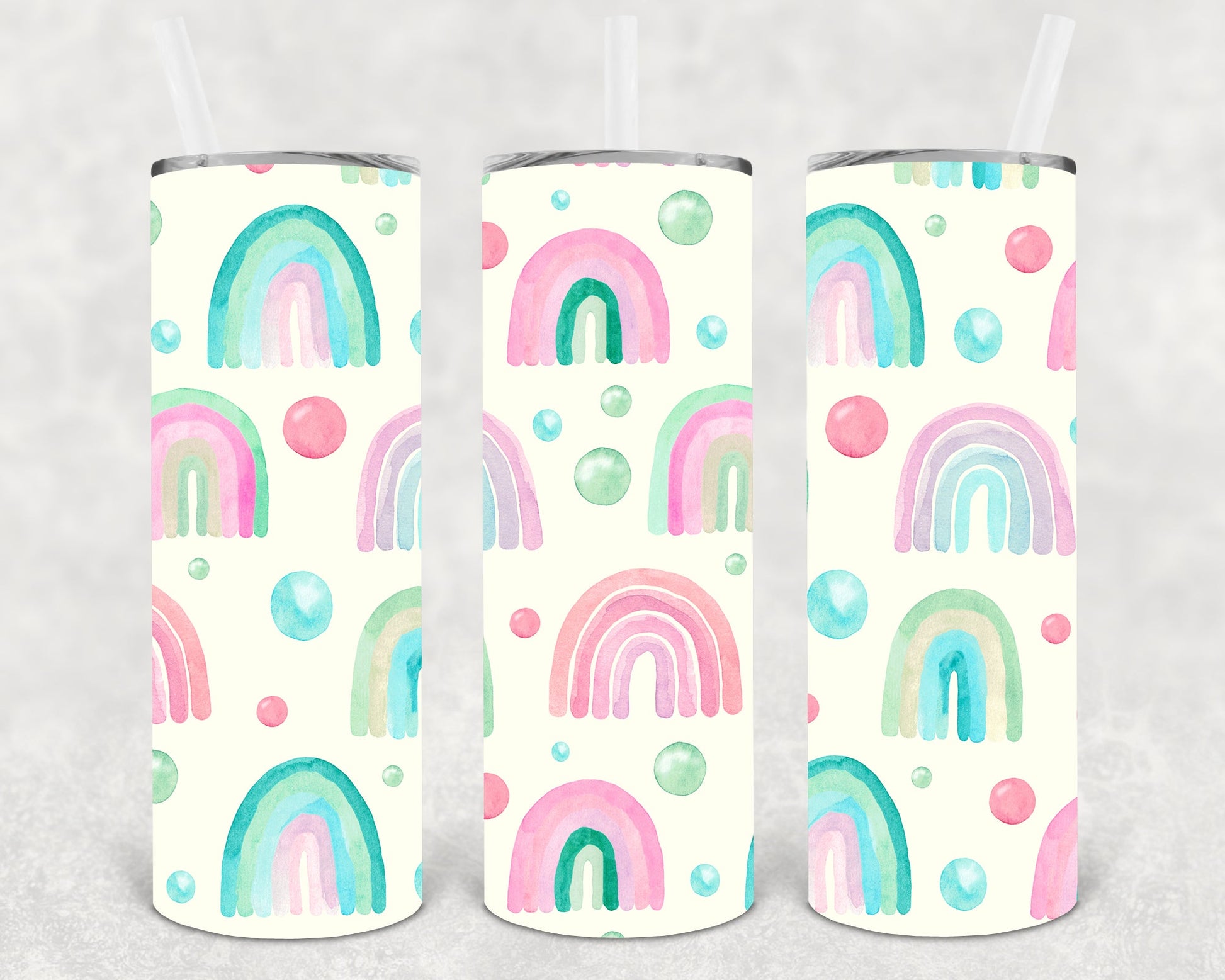 Watercolor Rainbow 20 Oz Skinny Tumbler