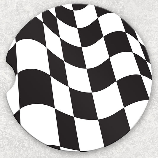 Car Coaster Set - Waving Checkered Flag