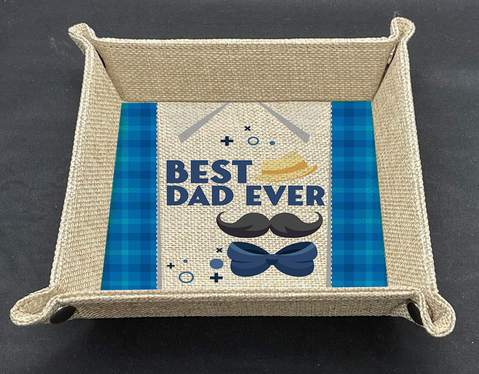 Best Dad Ever Burlap Snap Tray