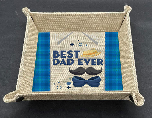 Best Dad Ever Burlap Snap Tray
