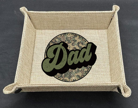 Dad Burlap Snap Tray