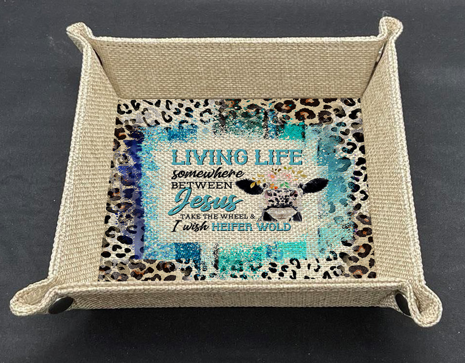 I Wish a Heifer Would Burlap Snap Tray