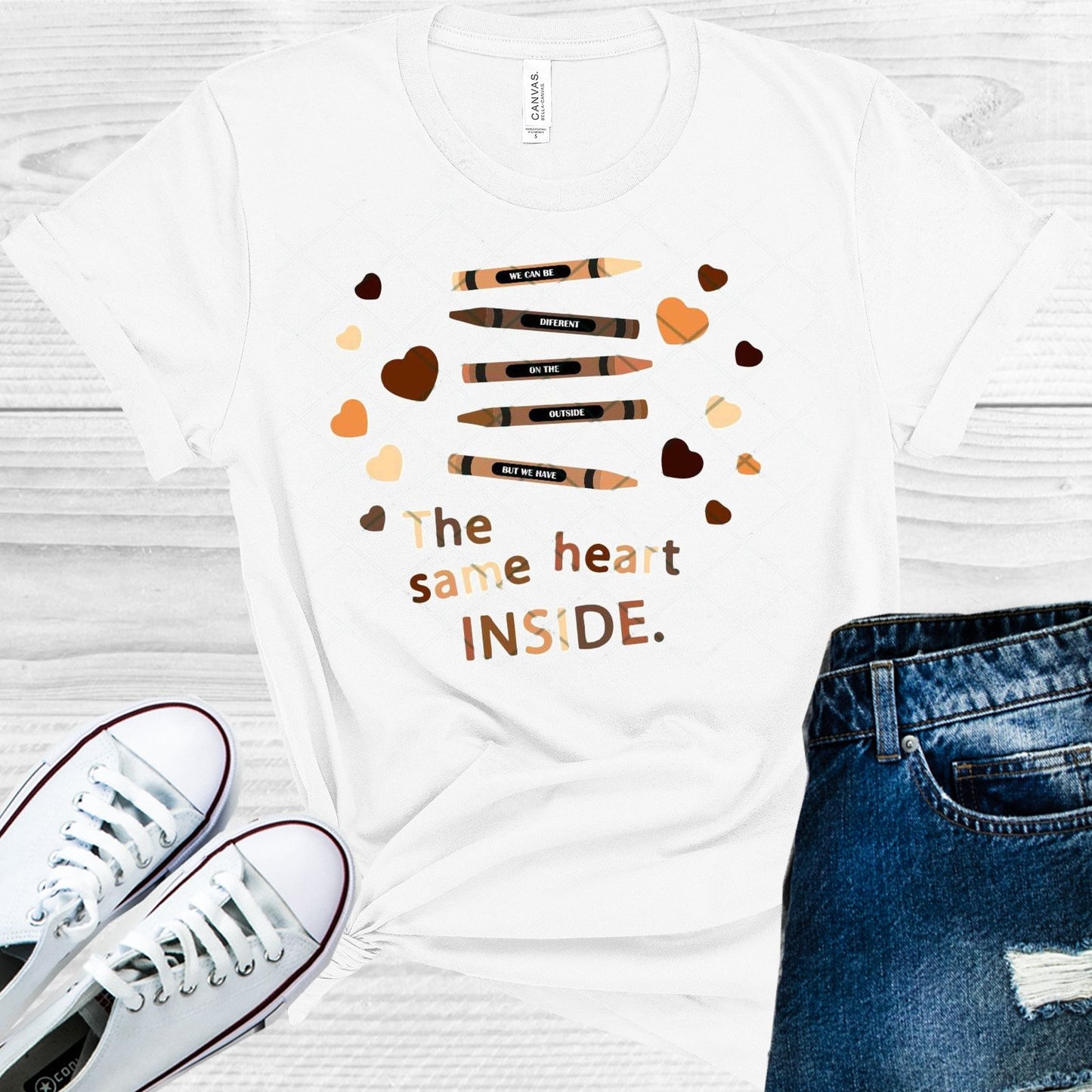 We Can Be Different On The Outside But Have Same Heart Inside Graphic Tee Graphic Tee