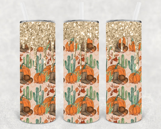 Western Pumpkins 20 Oz Skinny Tumbler