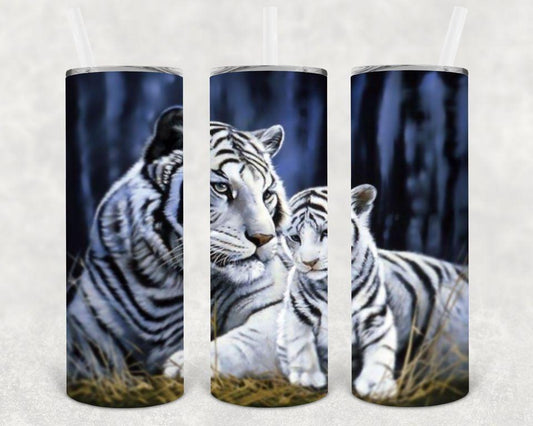 White Tigers 20 Oz Skinny Tumbler