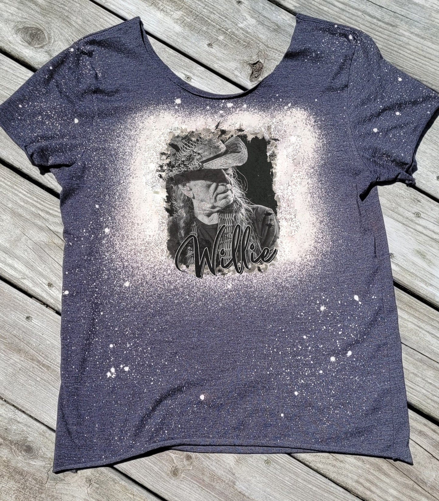 Willie Nelson Bleached Off-Shoulder Graphic Tee Graphic Tee