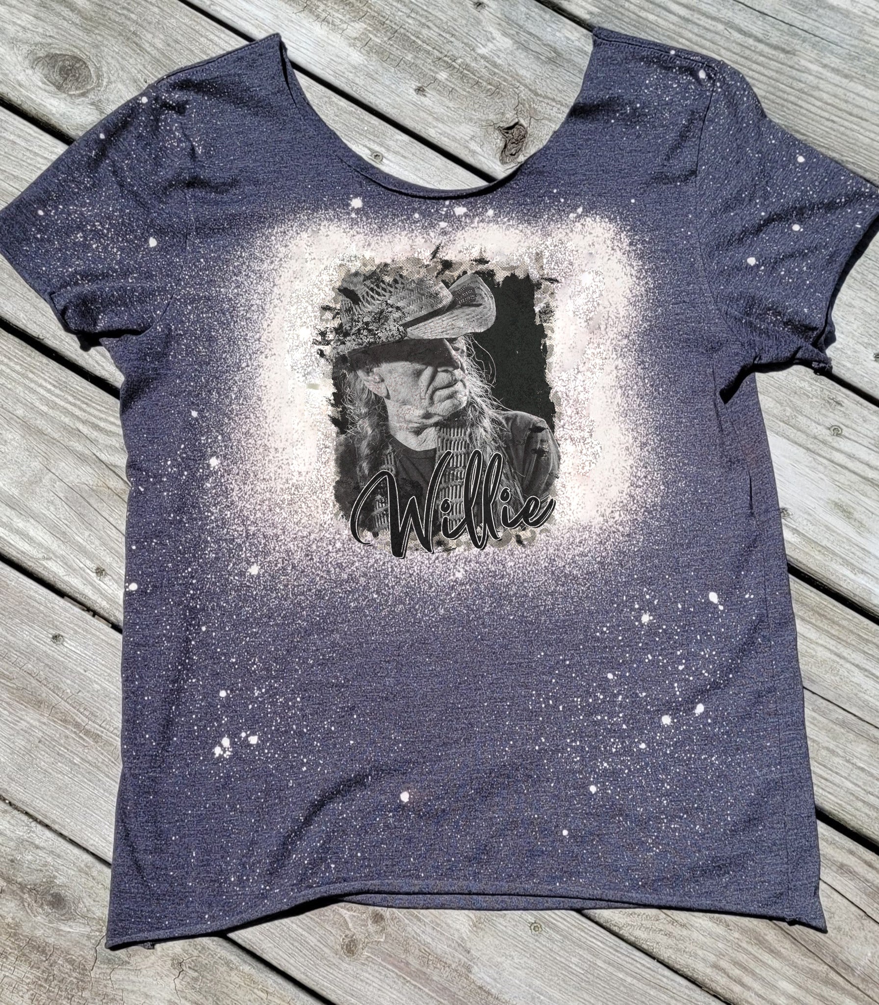 Willie Nelson Bleached Off-Shoulder Graphic Tee Graphic Tee