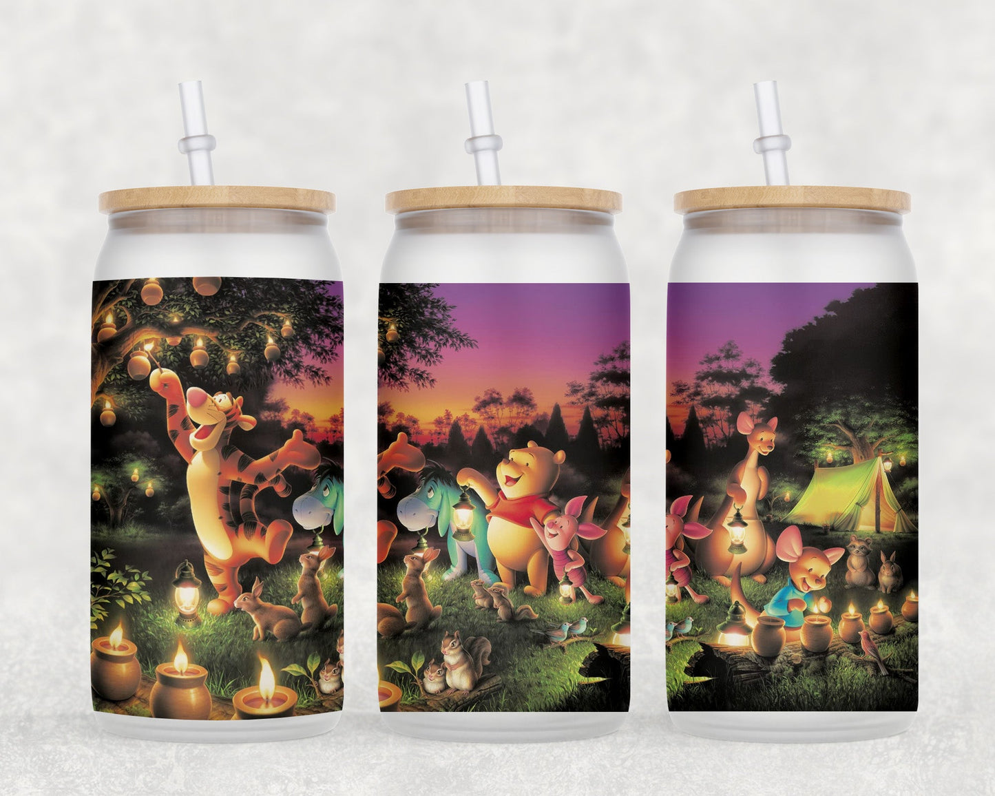 Winnie Pooh 16 Oz Glass Can Coffee Mug