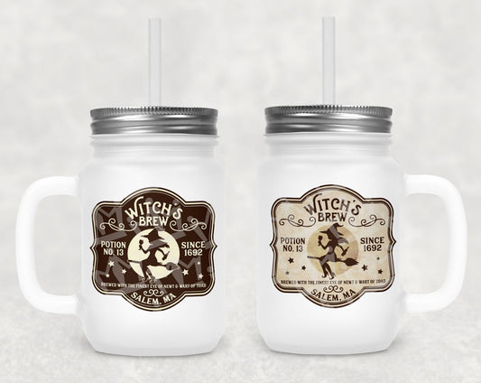 Witchs Brew Frosted Mason Jar