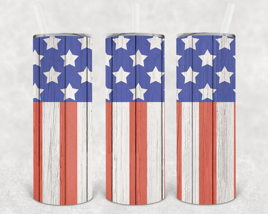 Wooden Flag 20 Oz Skinny Tumbler