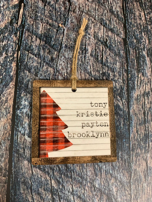 Red Plaid Tree Christmas Ornament