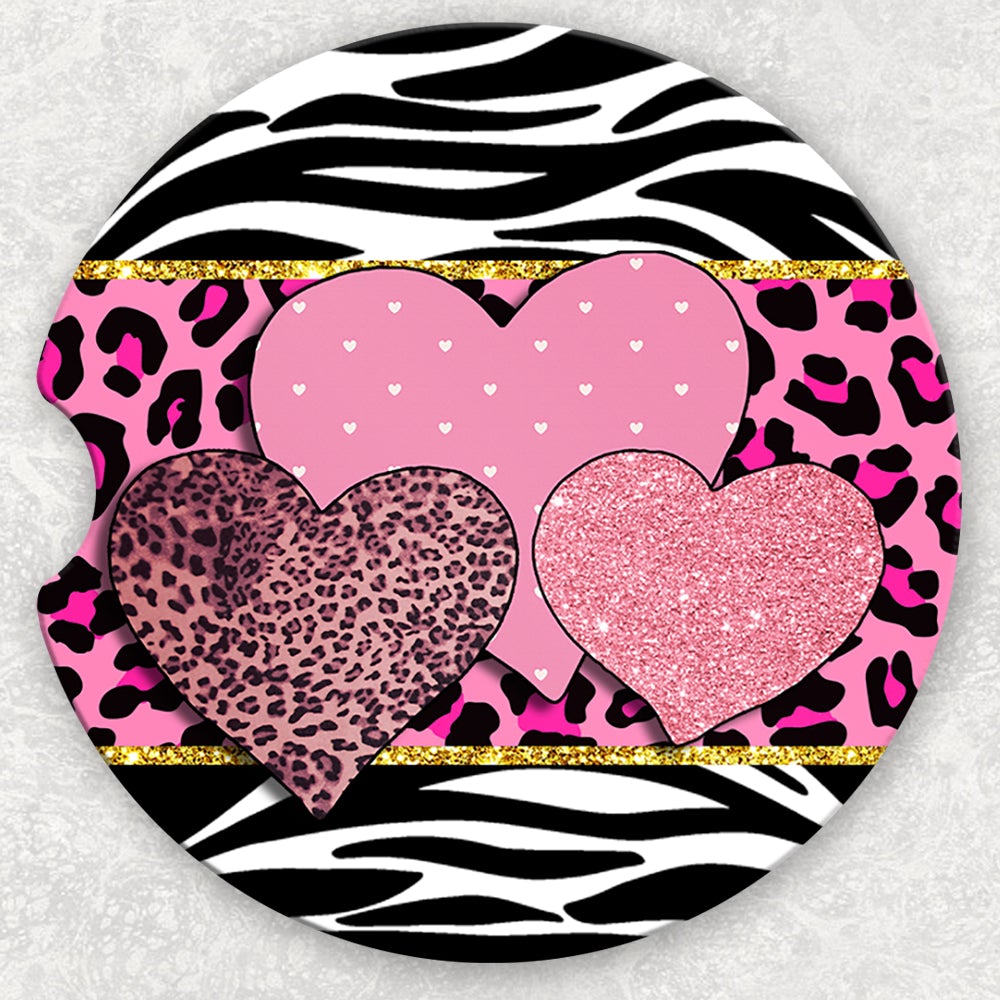 Car Coaster Set - Zebra Hearts