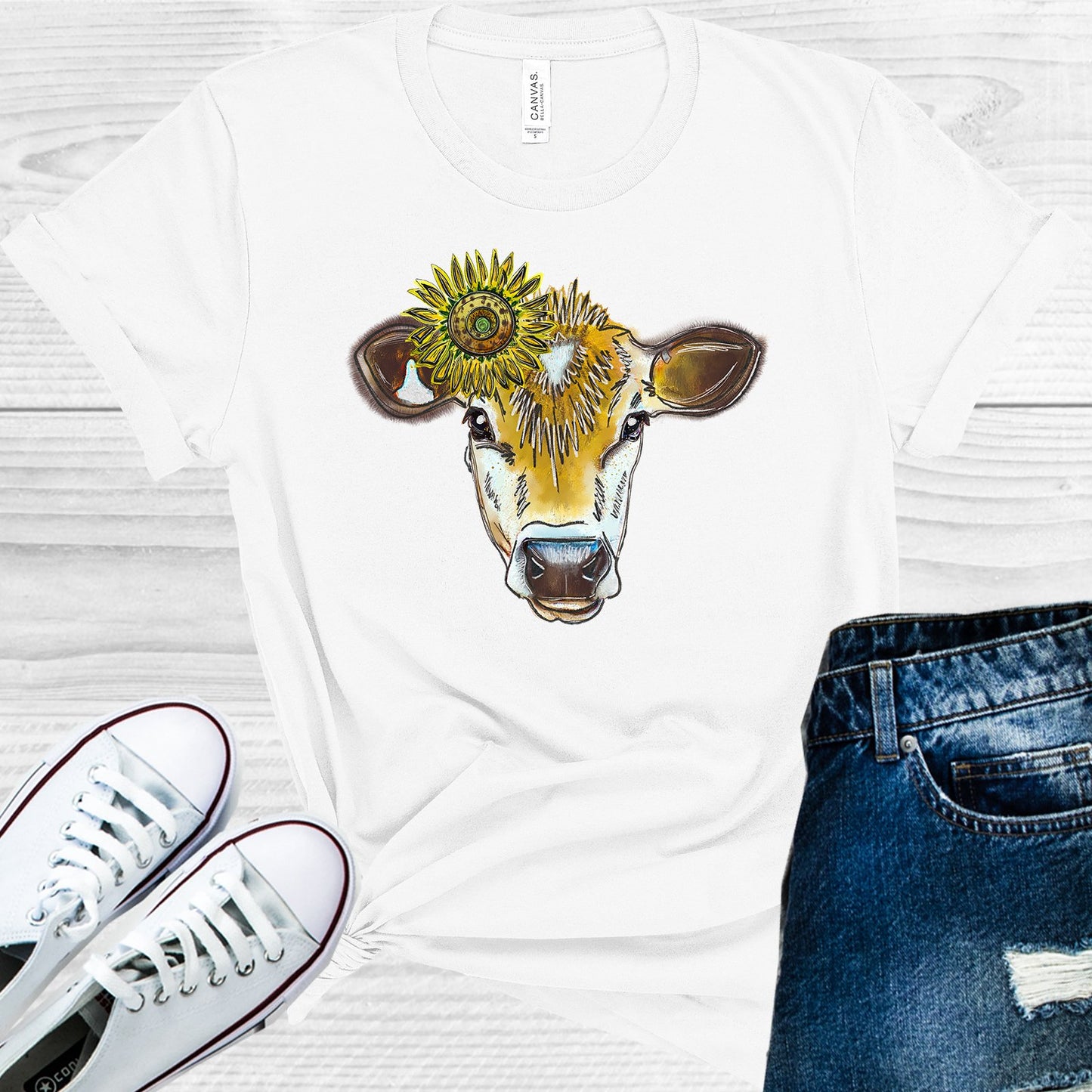 Sunflower Cow Graphic Tee Graphic Tee