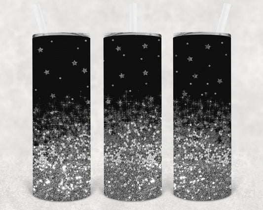 Silver And Black Stars 20 Oz Skinny Tumbler