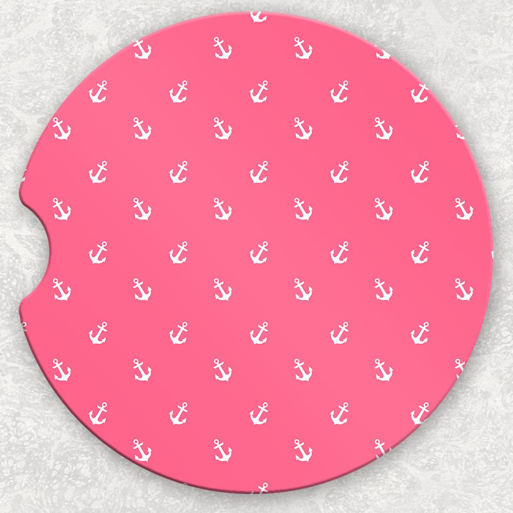 Car Coaster Set - Pink Anchors