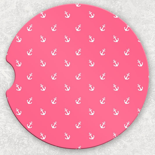 Car Coaster Set - Pink Anchors