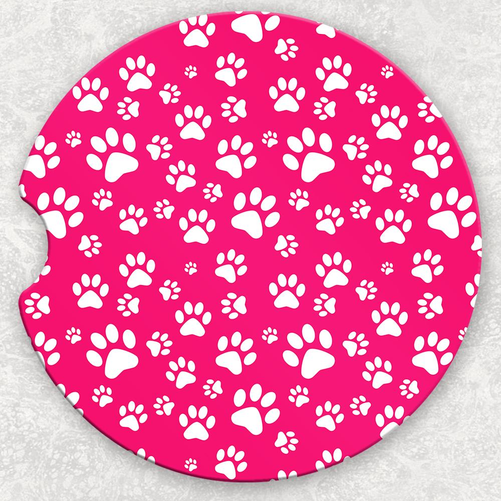 Car Coaster Set - Pink Paw Prints