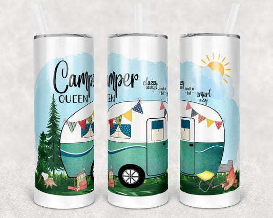 Camper Queen 20 Oz Skinny Tumbler