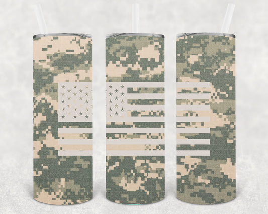Camo Flag 20 Oz Skinny Tumbler