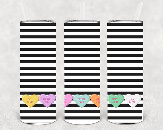 Conversation Hearts 20 Oz Skinny Tumbler