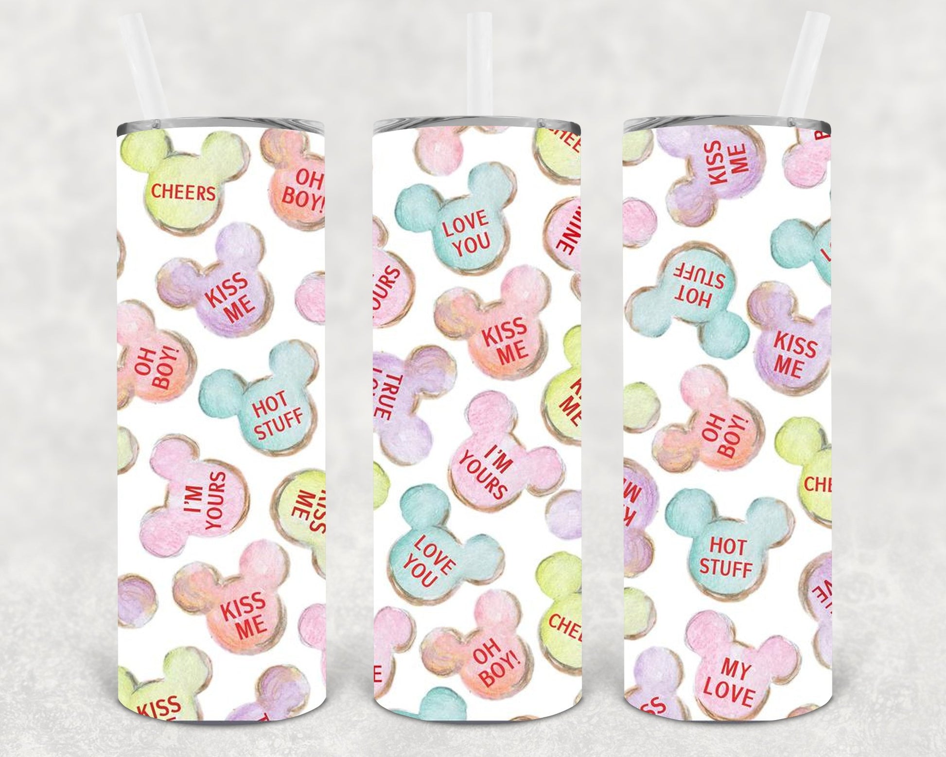 Valentine Disney Cookies 20 Oz Skinny Tumbler