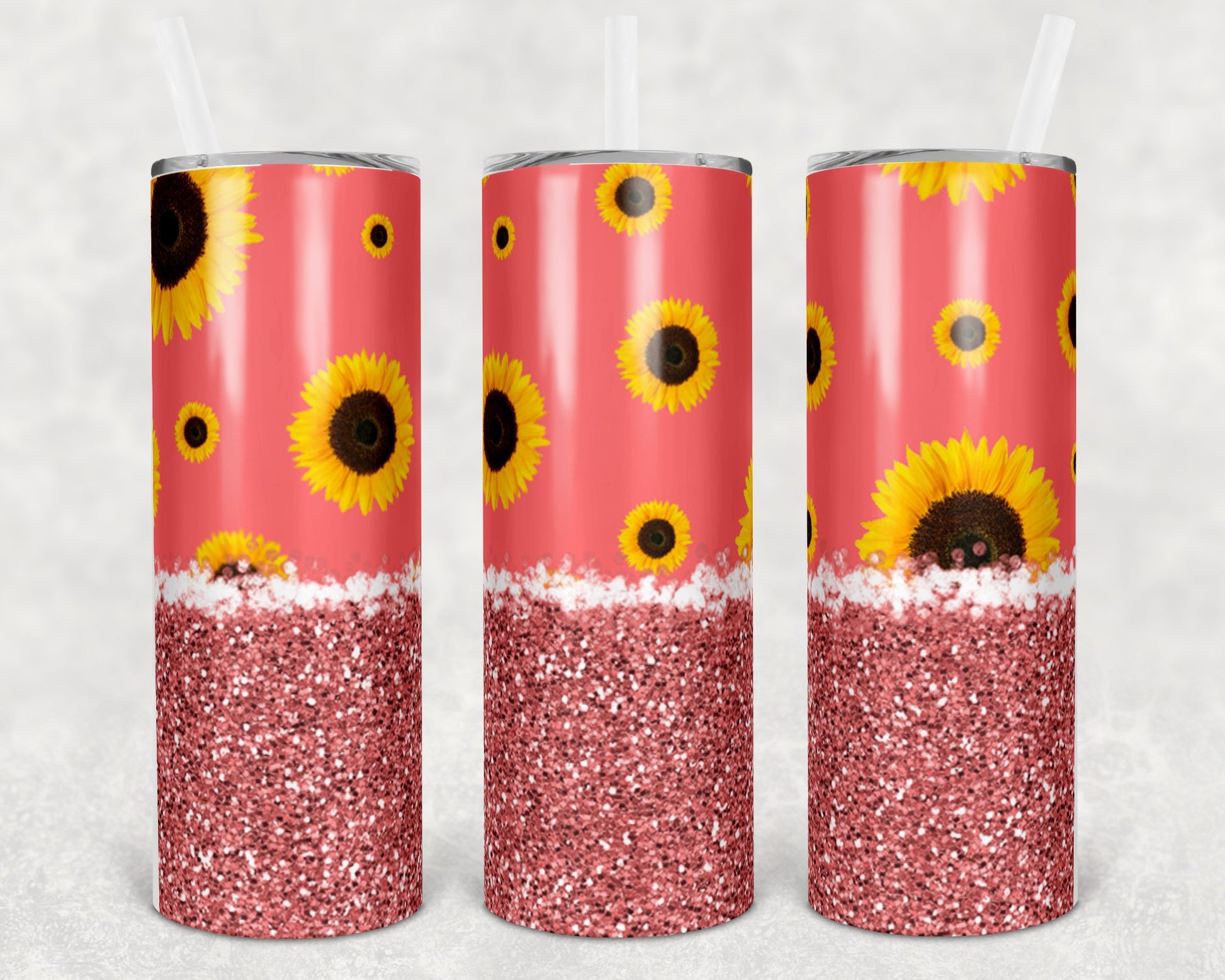 Coral Sunflowers 20 Oz Skinny Tumbler