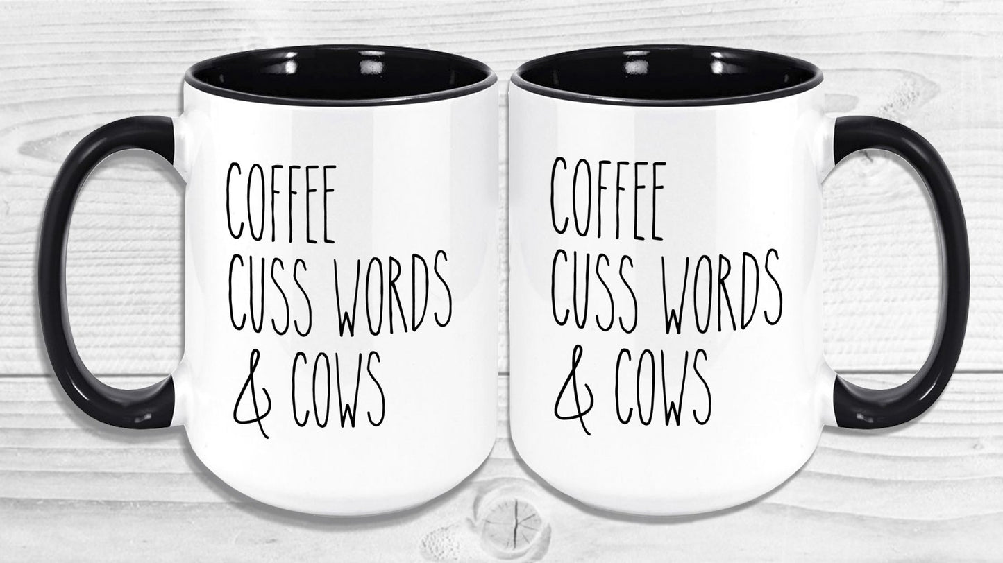 Coffee Cuss Words And Cows Mug