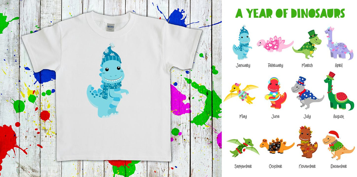 A Year Of Dinosaurs Monthly Graphic Tee Graphic Tee