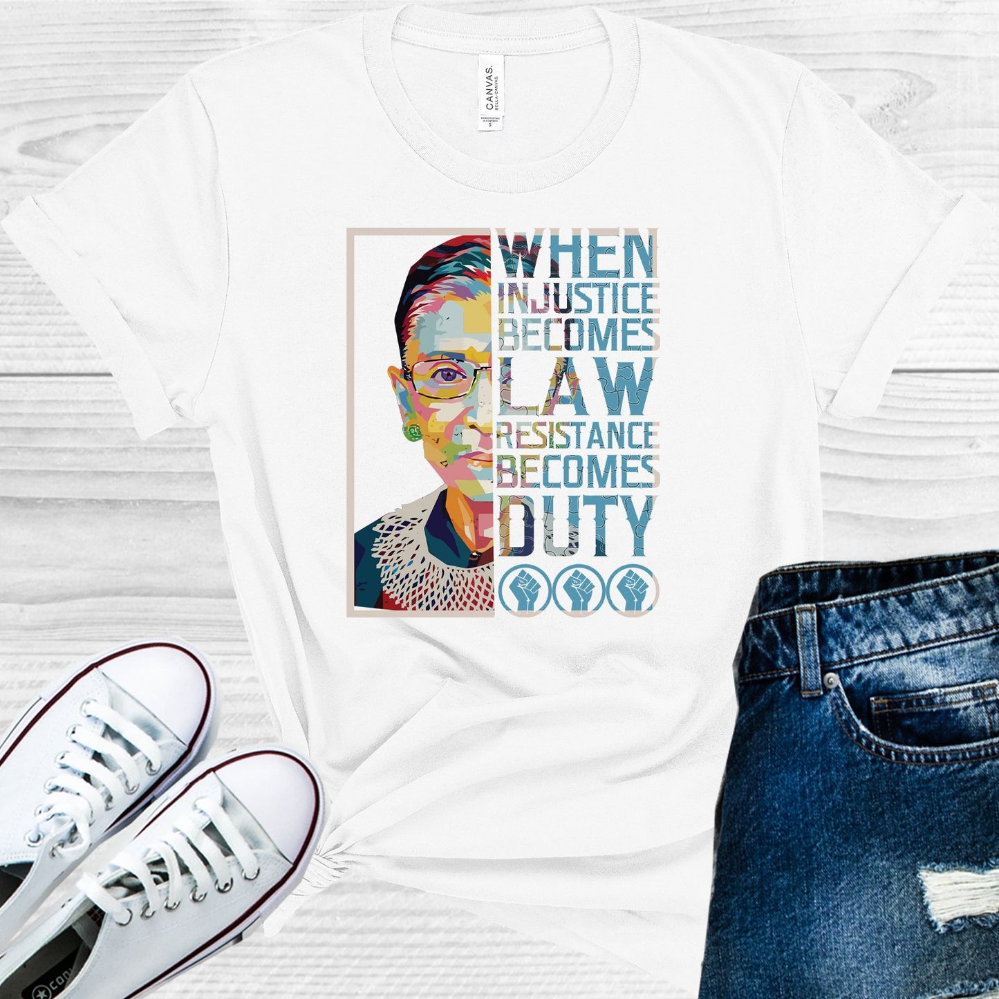 Rbg When Injustice Becomes Law Resistance Duty Graphic Tee Graphic Tee