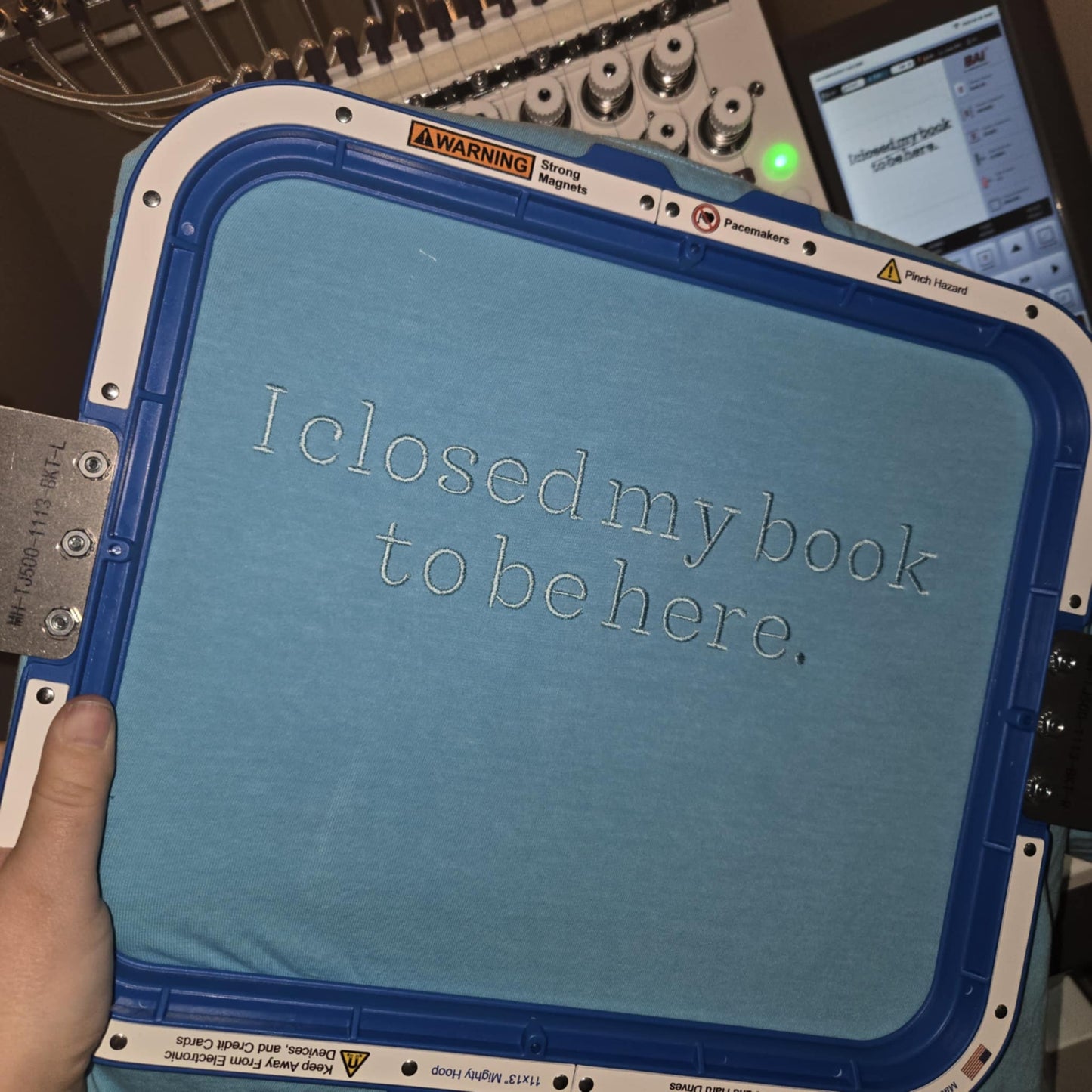 I Closed My Book to Be Here Embroidered Shirt