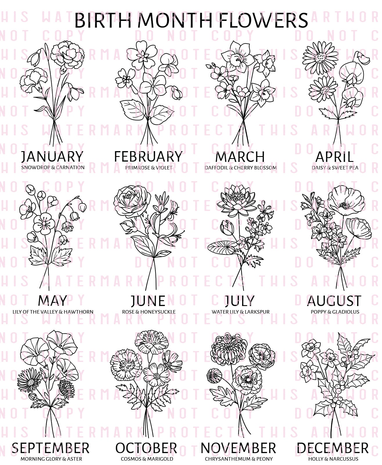 Birth Flower Customized Engraved Travel Jewelry Box