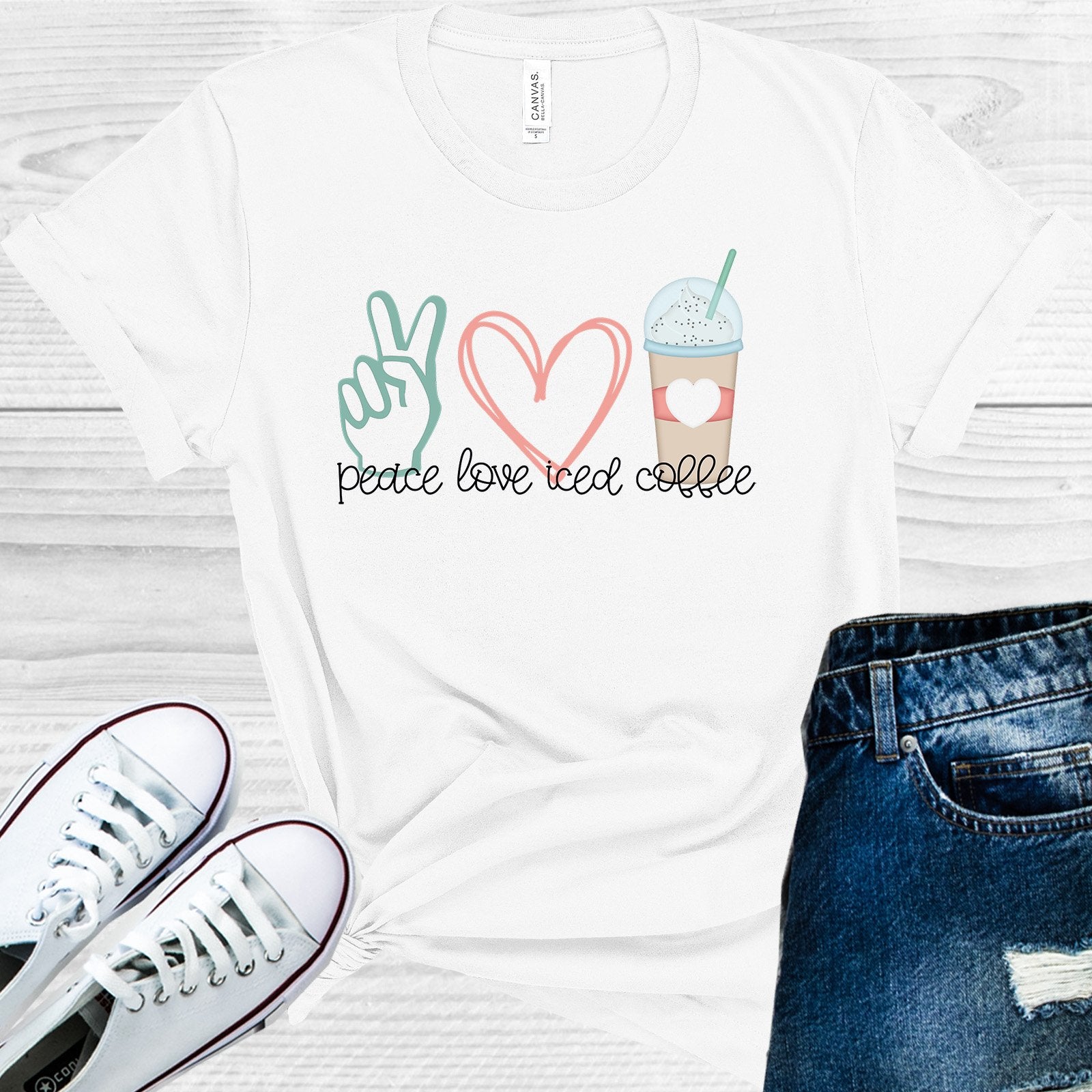 Peace Love Iced Coffee Graphic Tee Graphic Tee
