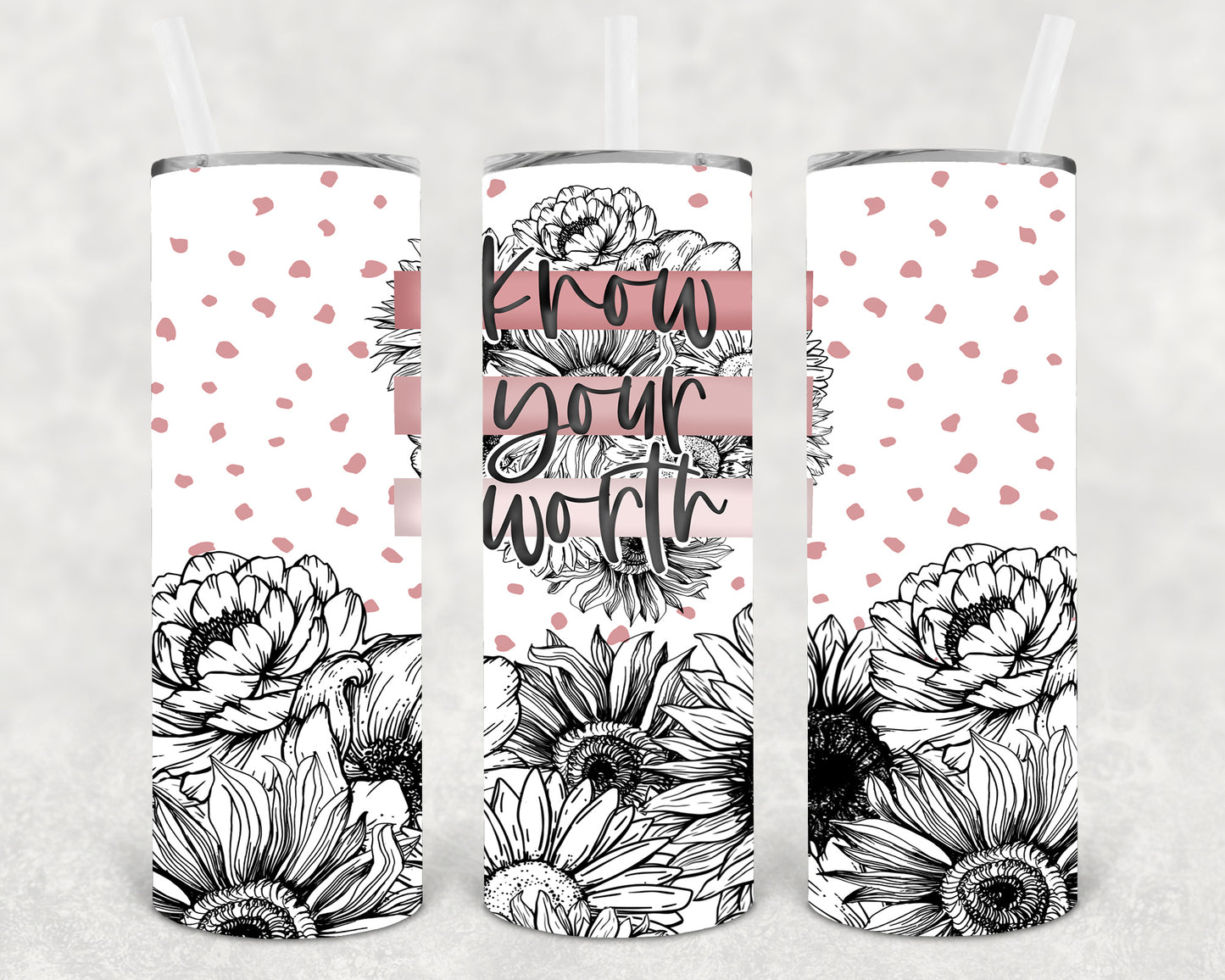 Know Your Worth 20 oz Skinny Tumbler