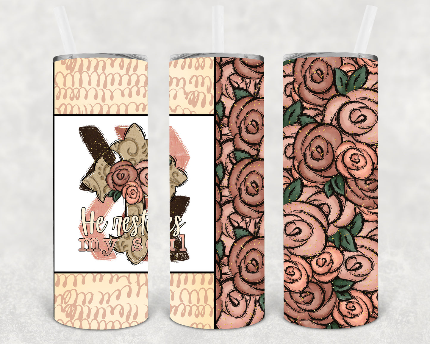 He Restores My Soul 20 oz Skinny Tumbler