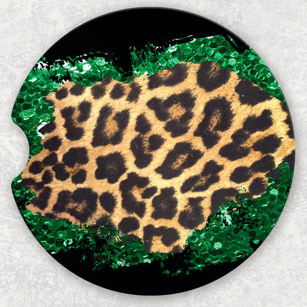 Car Coaster Set - Green And Leopard