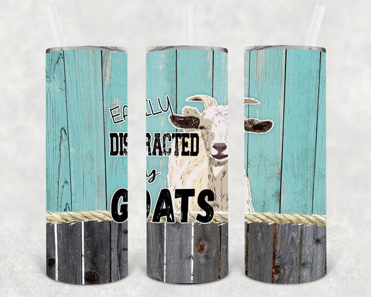 Easily Distracted By Goats 20 Oz Skinny Tumbler