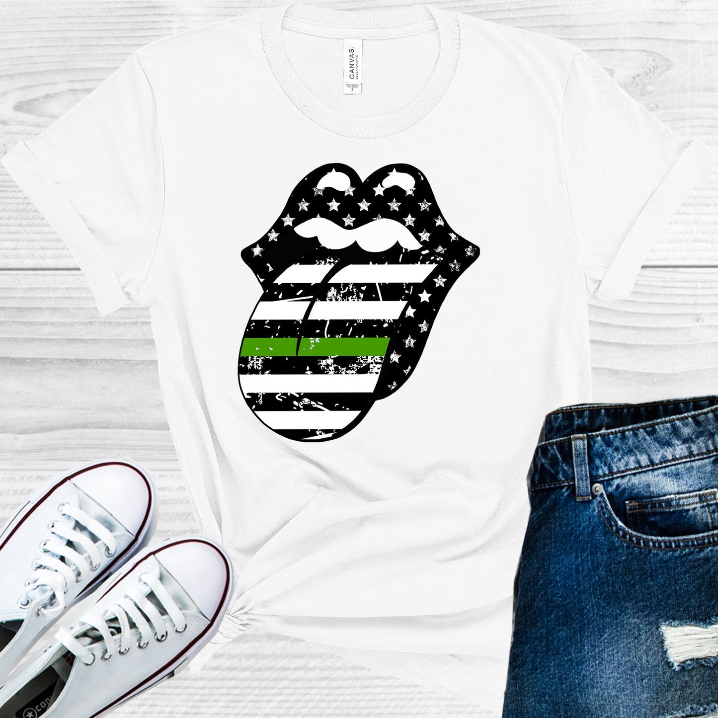 Thin Green Line Tongue Graphic Tee Graphic Tee