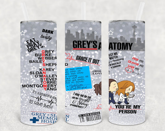 Greys Anatomy 20 Oz Skinny Tumbler