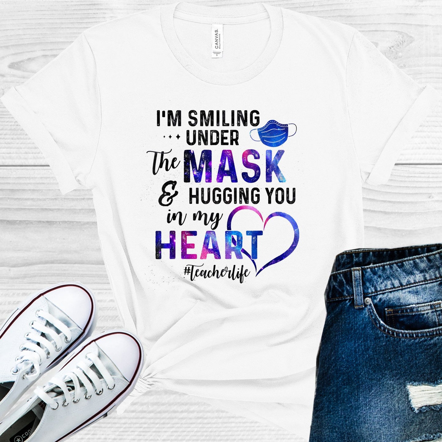 Im Smiling Under The Mask And Hugging You In My Heart Graphic Tee Graphic Tee