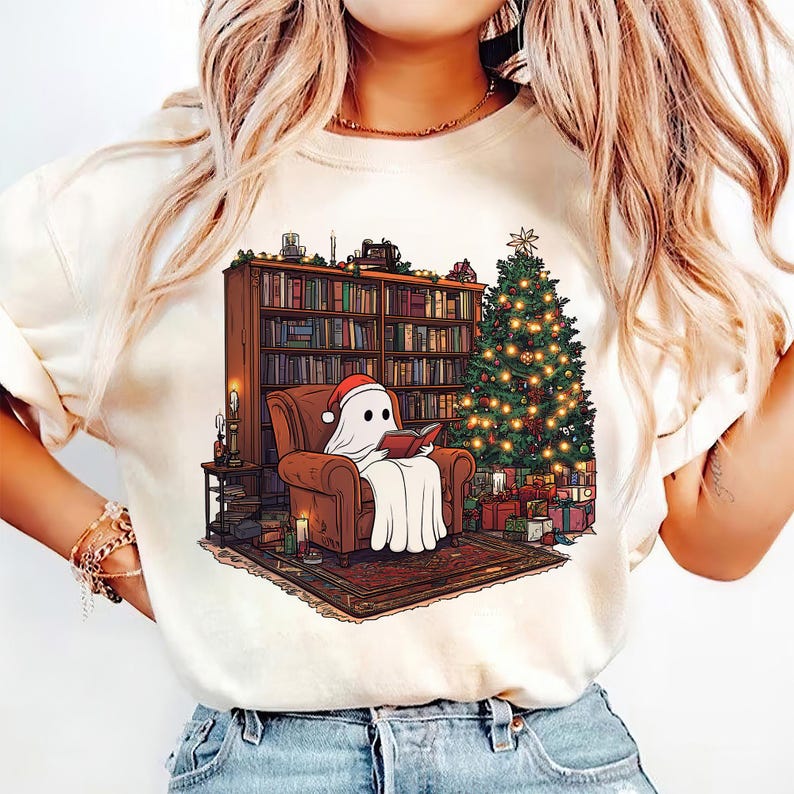 Reading Christmas Ghost Graphic Tee