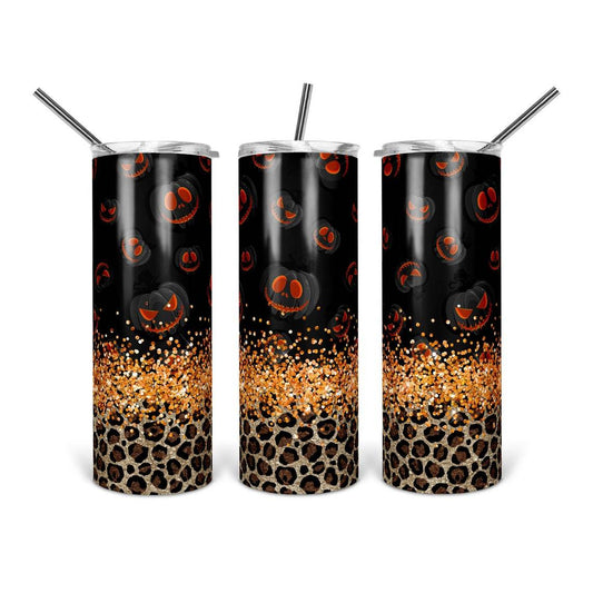 Pumpkins And Leopard 20 Oz Skinny Tumbler