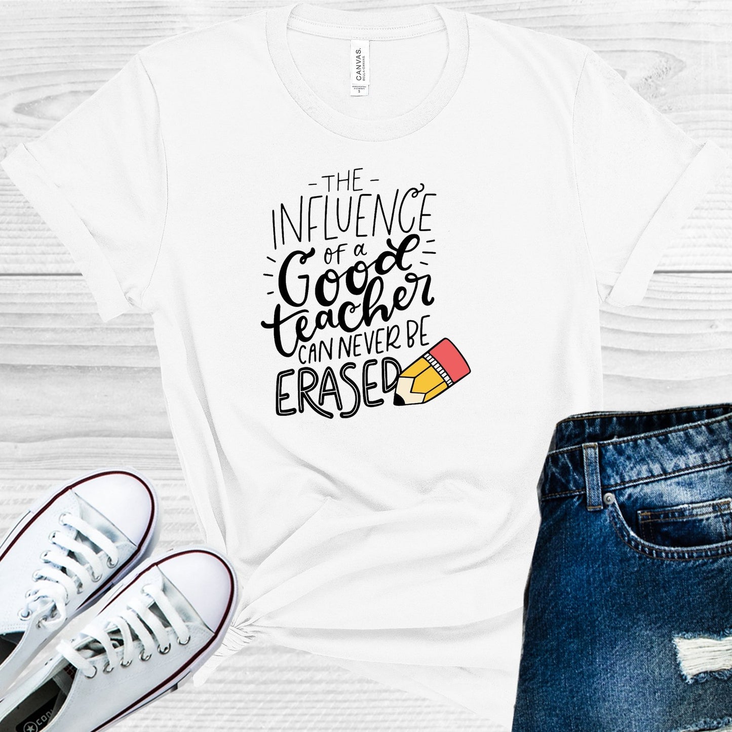 The Influence Of A Good Teacher Can Never Be Erased Graphic Tee Graphic Tee
