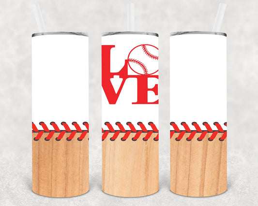 Love Baseball 20 Oz Skinny Tumbler