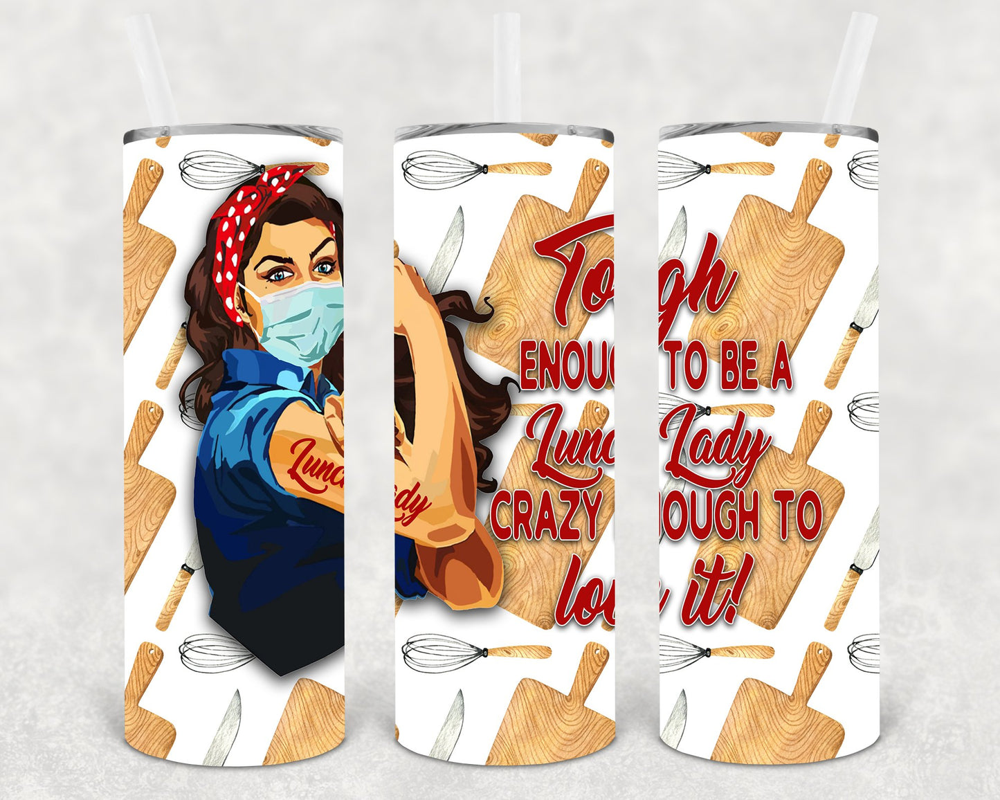 Tough Enough To Be A Lunch Lady Crazy Love It 20 Oz Skinny Tumbler