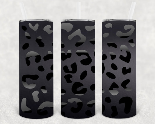 Matte Black Leopard 20 Oz Skinny Tumbler