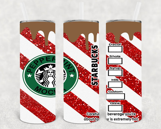 Peppermint Mocha 20 Oz Skinny Tumbler