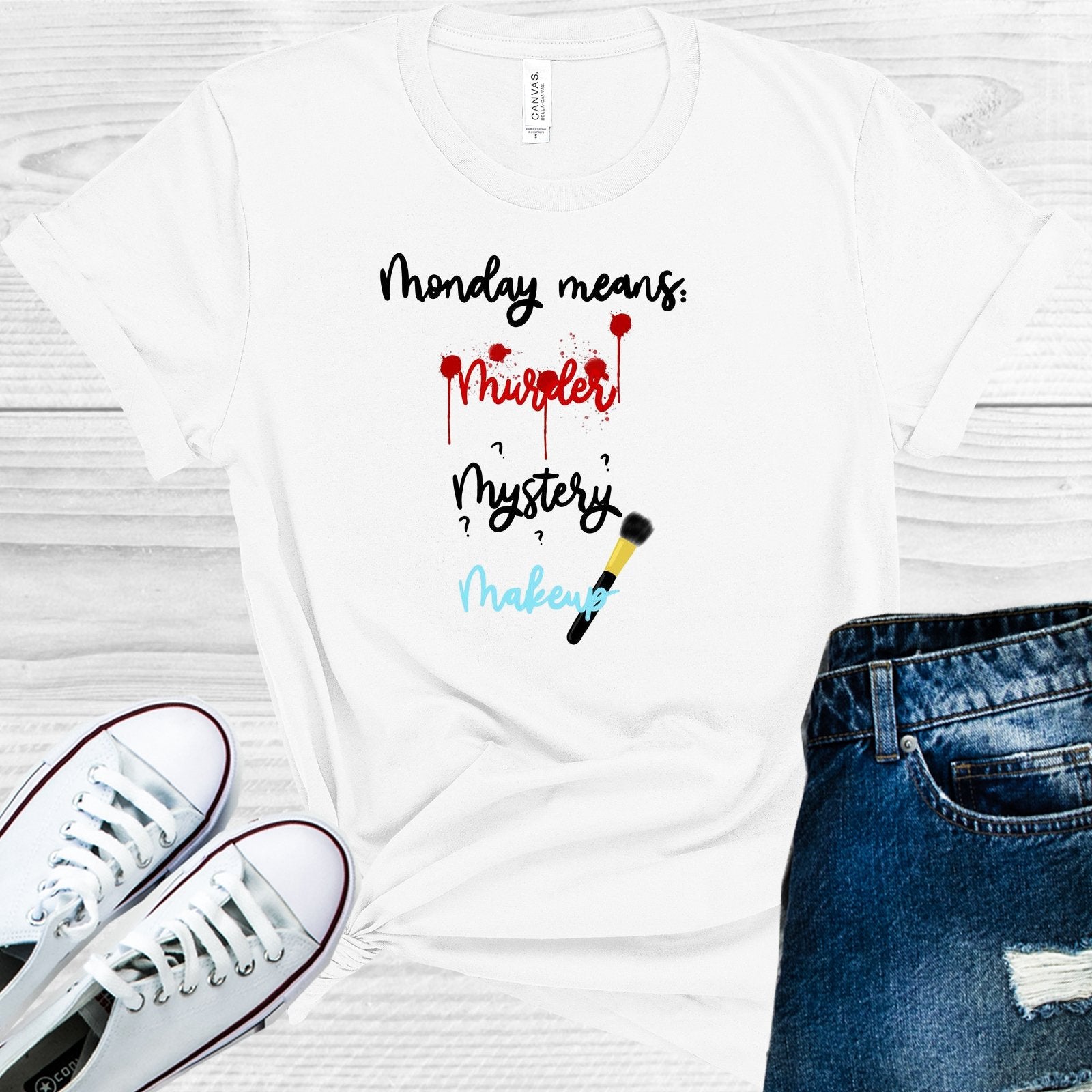 Monday Means Murder Mystery Makeup Graphic Tee Graphic Tee