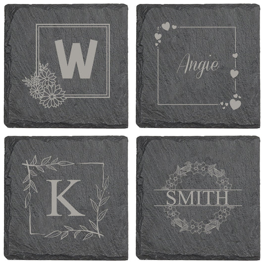 Floral Circle (Bottom Right) Slate Coaster