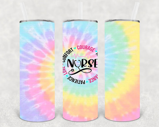 Tie-Dye Nurse 20 Oz Skinny Tumbler