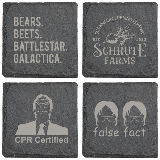 The Office Bears Beets Battlestar Galactica Slate Coaster